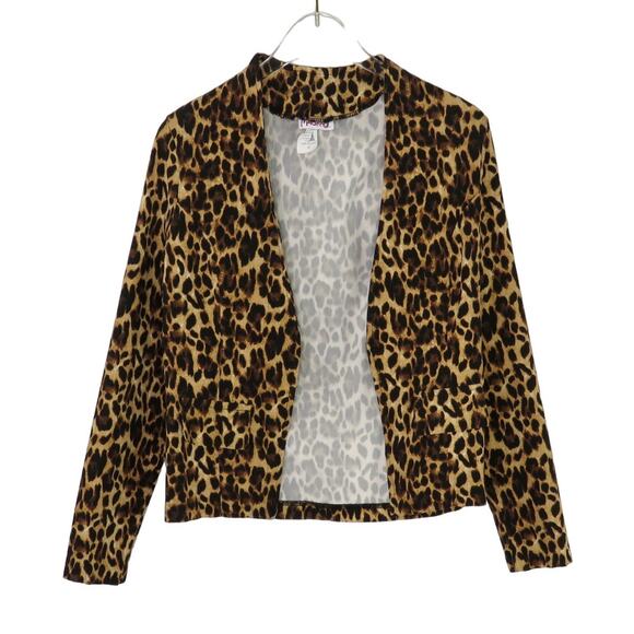 Madrag Y2k Leopard Open Print Blazer Lightweight Jacket Small Animal Print - Picture 2 of 4